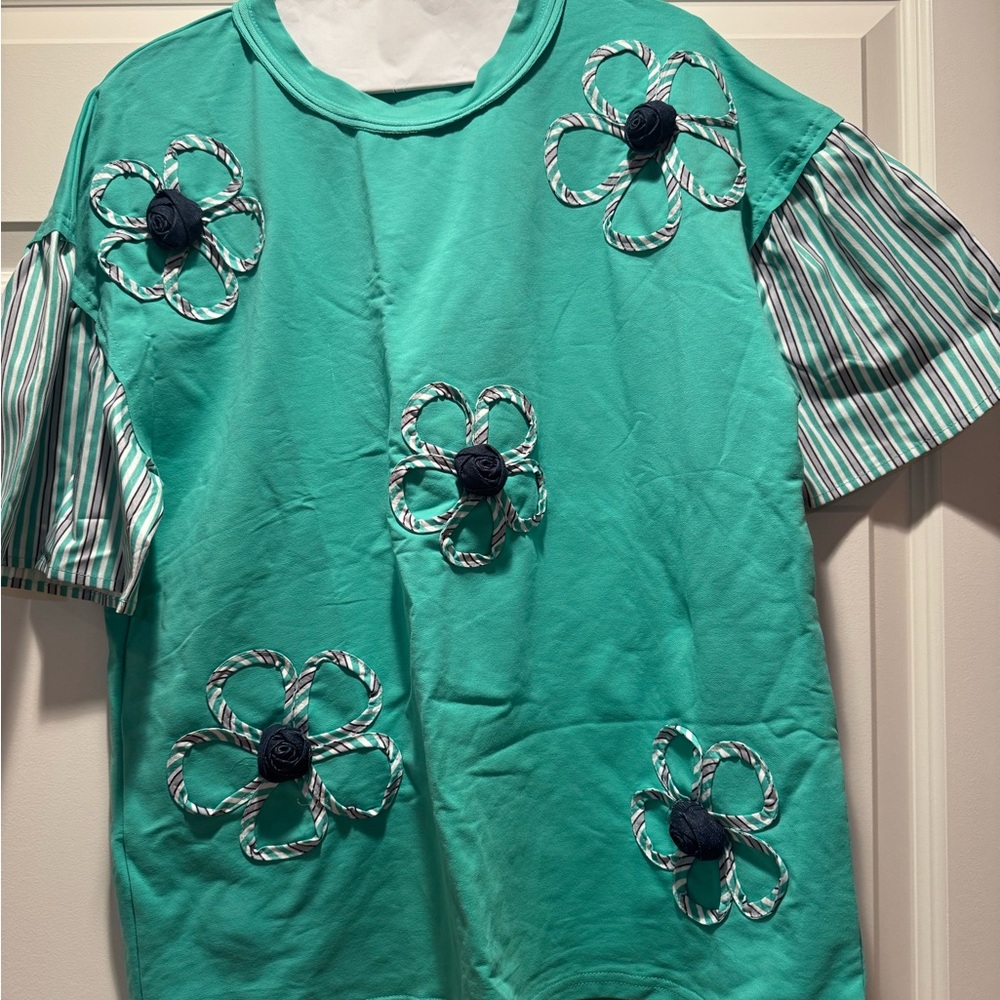 Teal Floral Womens  Shirt